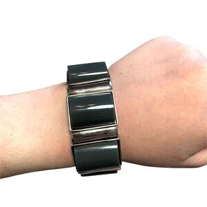 Boutique Gray Rectangle Elastic Statement Slip On Bracelet One Size